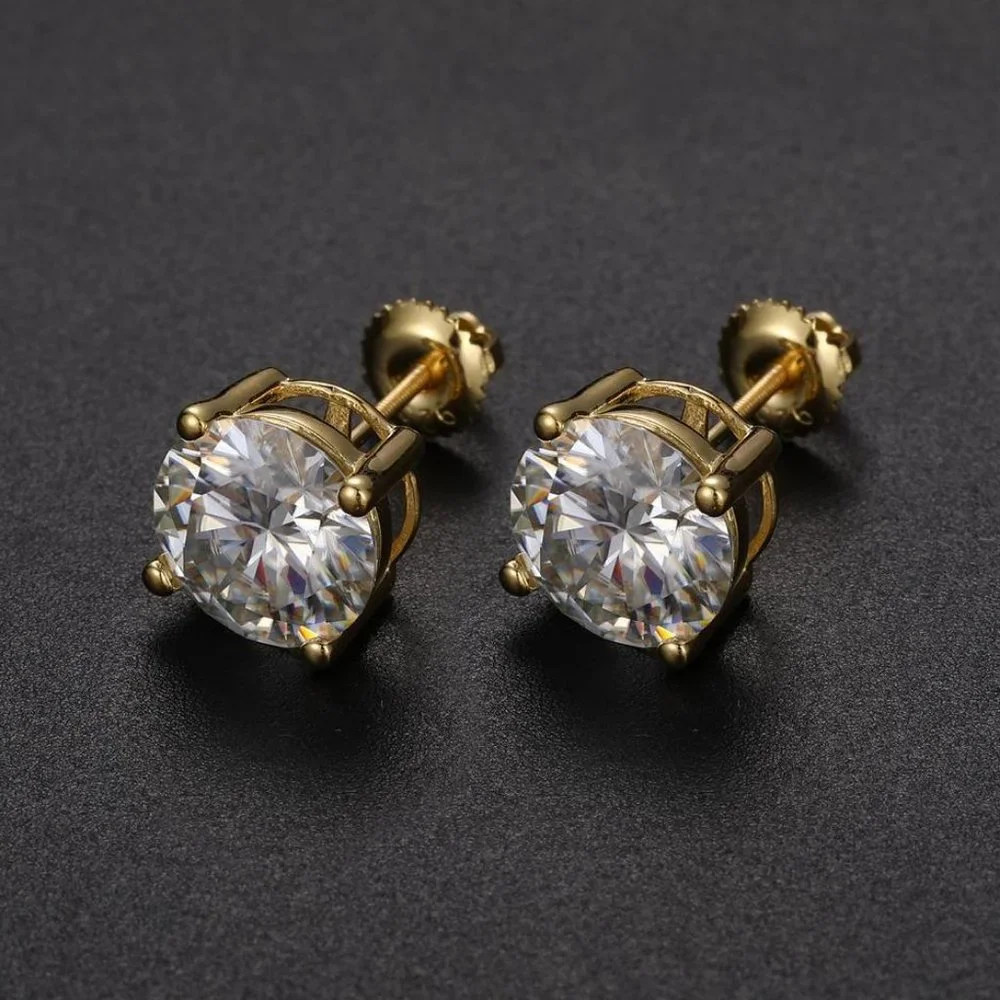 Certified 2ct. t.w. Moissanite Diamond Round Stud Earrings NEW - Picture 5 of 16